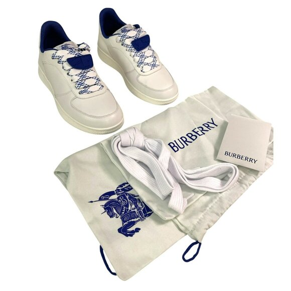 Burberry Terrace Leather Sneakers Extra Laces Sz 38 US 8 NEW - Picture 2 of 13